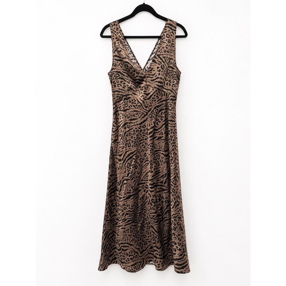 NWT Ciao Lucia Krista Silk Charmeuse Leopard Print Maxi Dress Medium - Picture 7 of 9